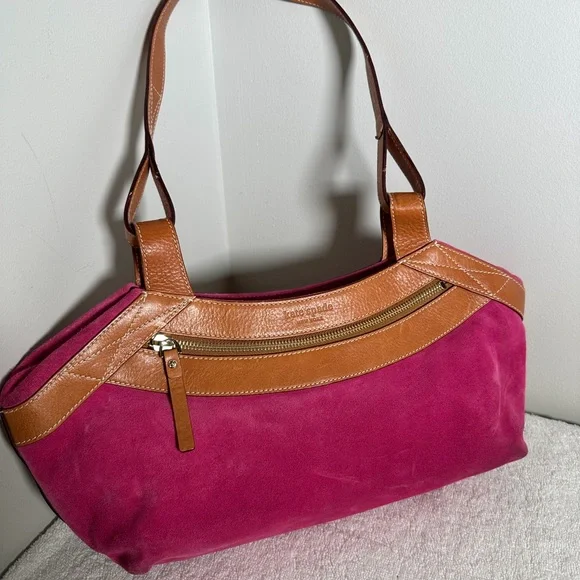 Kate Spade Pink Suede Handbag Vintage - Picture 2 of 10